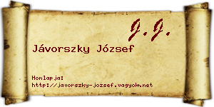Jávorszky József névjegykártya